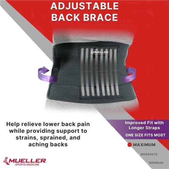 MUELLER Sports Medicine Adjustable Back Brace, Back Pain Relief Support for Men - Picture 3 of 7